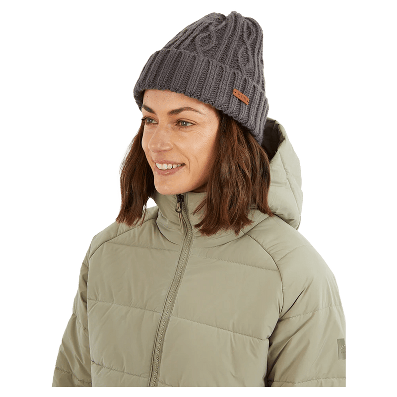 Model view of the XTM Brooke Beanie in Grey colourway, women's model