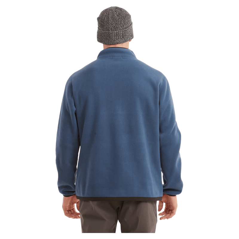 Back view of the XTM Frazer Pullover in Steal Blue colourway, unisex's model