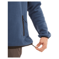 Detail view of the XTM Frazer Pullover in Steal Blue colourway, unisex's model