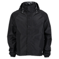 Main view of the XTM Stash 2L Rain Jacket in Black colourway, unisex's model