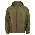 Main view of the XTM Stash 2L Rain Jacket in Kalamata colourway, unisex's model