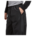 Pocket view of the XTM Stash 2L Rain Pants in Black colourway, unisex's model