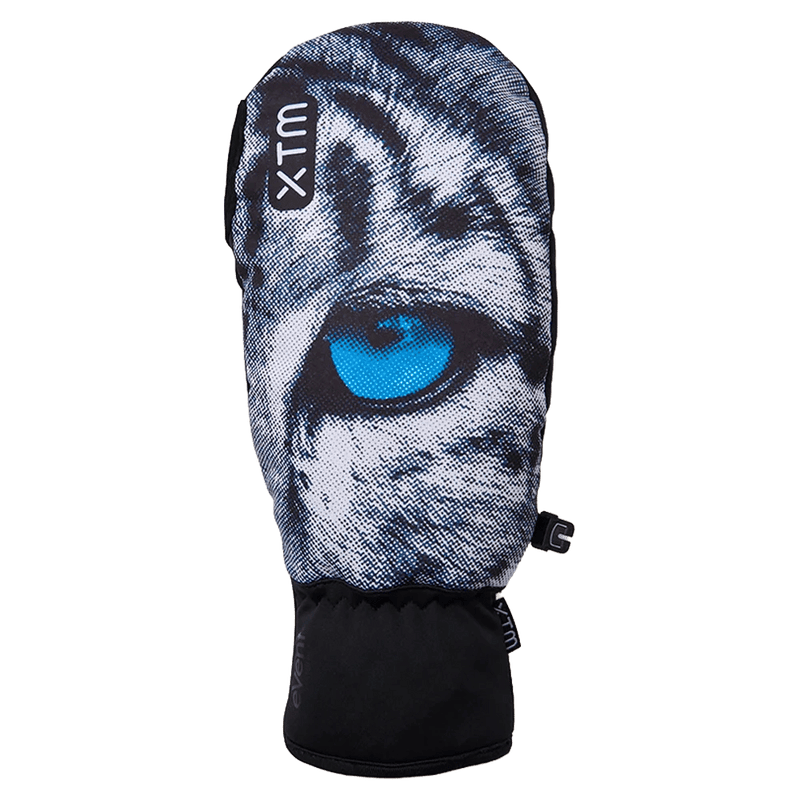 Main view of the XTM Valentino Ascent EVT Mitts in Snow Leopard colourway, unisex's model