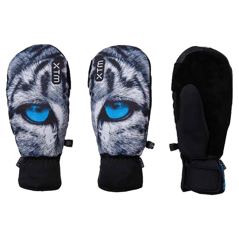 Art view of the XTM Valentino Ascent EVT Mitts in Snow Leopard colourway, unisex's model