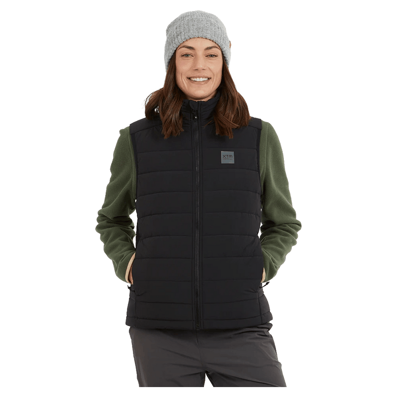 Front view of the XTM Woolxloft Vest in Black colourway, women's model