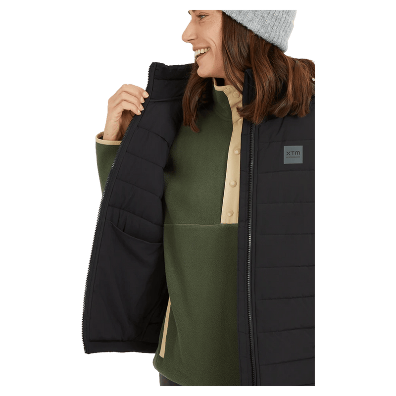 Inside view of the XTM Woolxloft Vest in Black colourway, women's model