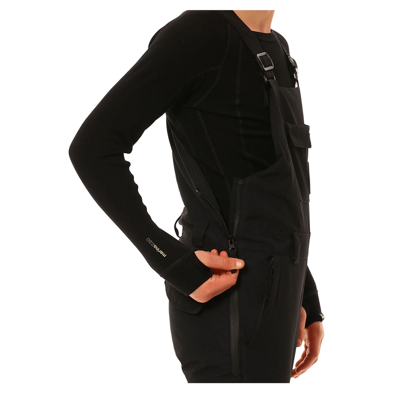 Detail view of the XTM Zeppelin Ski Pants in Black colourway, kids's model