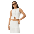 Front view of Afends Lana Hemp Seersucker Top - Womens in colour Off White.