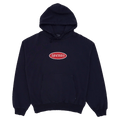 Full view of Afends Supply Recycled Pull On Hoodie in colour Washed Deep Sea.