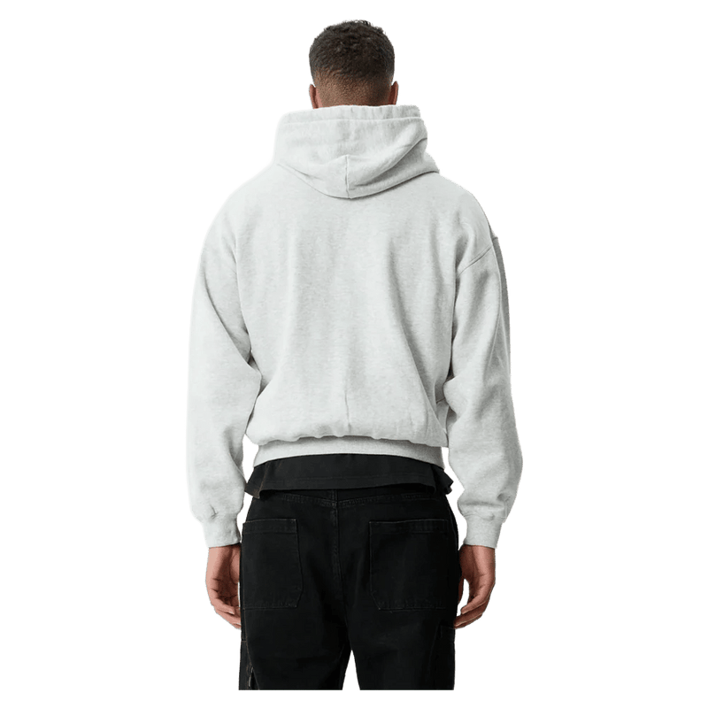 Back  view of Afends Supply Recycled Pull On Hoodie in colour Grey Marle.