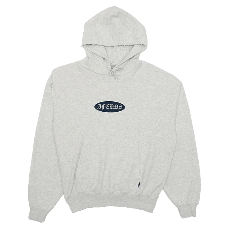 Full view of Afends Supply Recycled Pull On Hoodie in colour Grey Marle.
