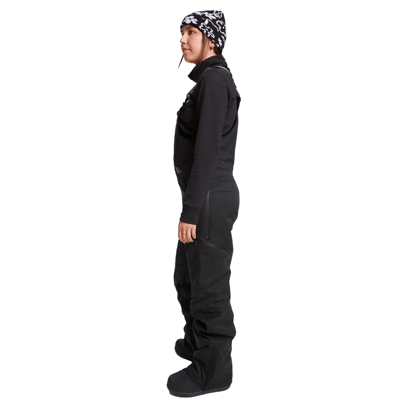 Side view of Women in Rojo All Terrain Bib - colour Black