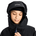 Black Analog Hardpack 3L Snowboard Jacket hood with RECCO logo on the brim and high collar.