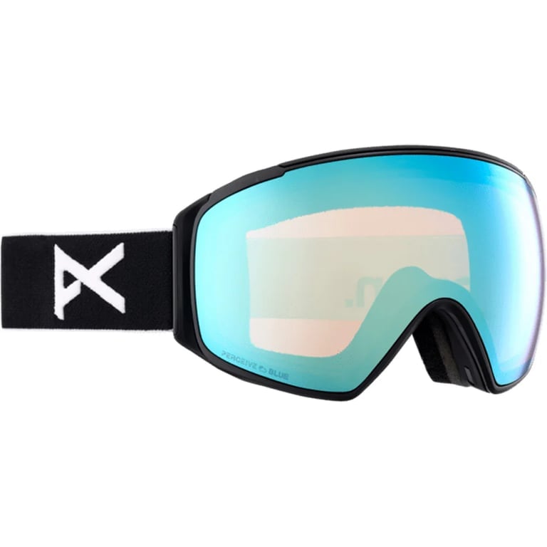 Main view of the Anon M4S Toric Goggles in White, Perceive Variable Blue lens, unisex model