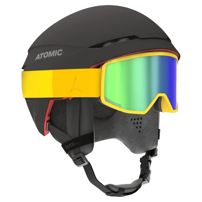 Goggles view of the Atomic SAVOR AMID Black Helmets,  26/27 Unisex's model