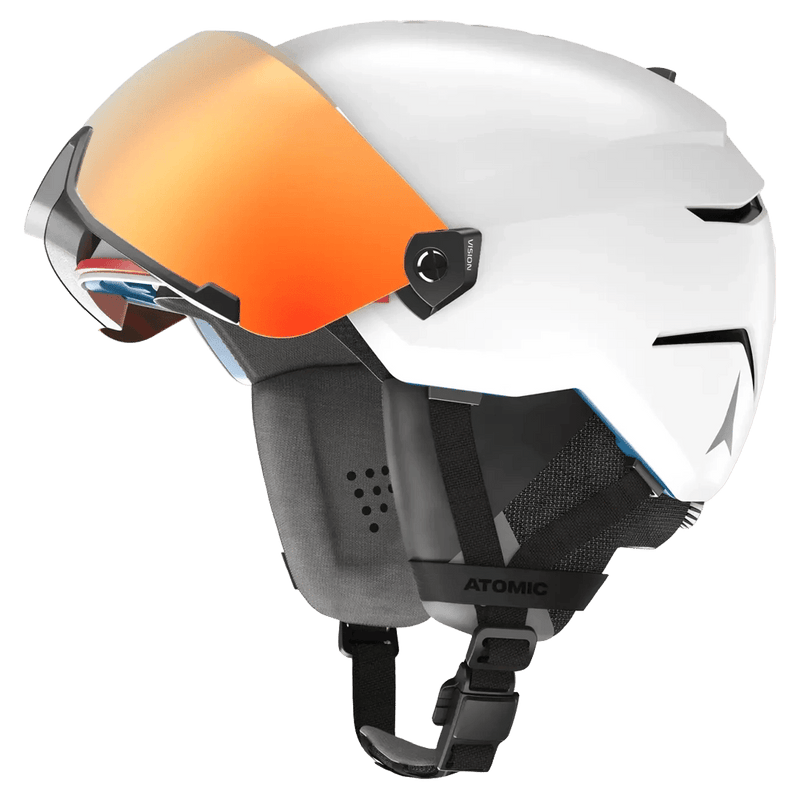 Up view of the Atomic SAVOR AMID Visor HD White Helmets,  26/27 Unisex's model
