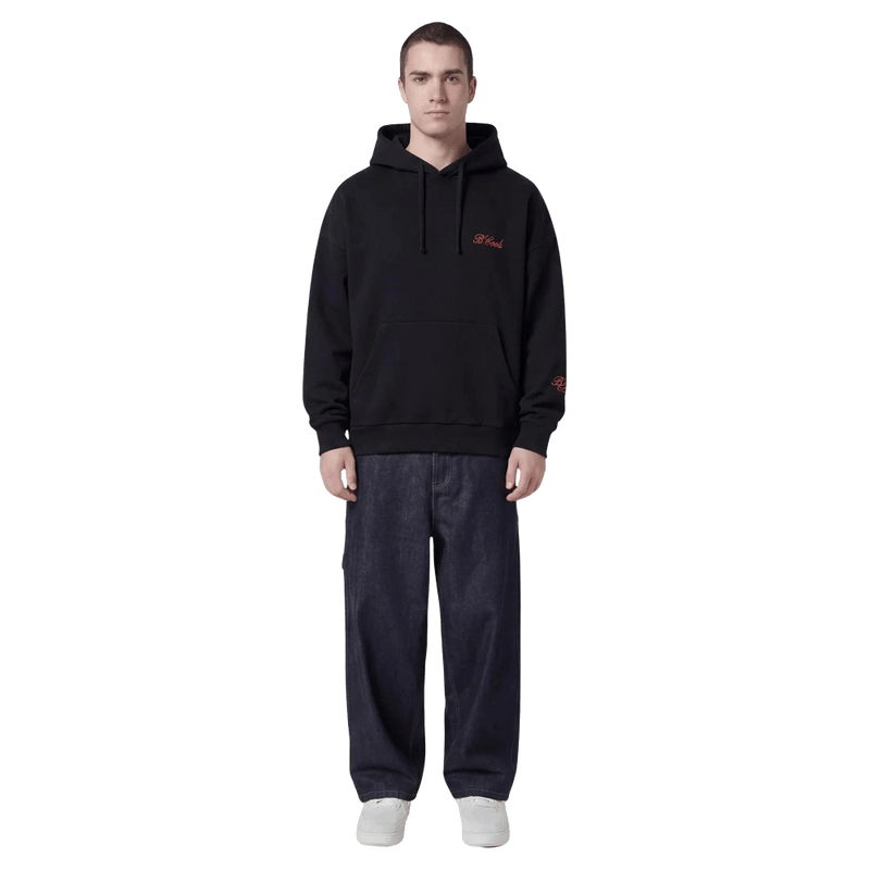 Full view of Barney Cools Scribe Crop Hood in colour Black.