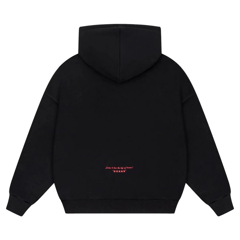Back view of Barney Cools Scribe Crop Hood in colour Black.