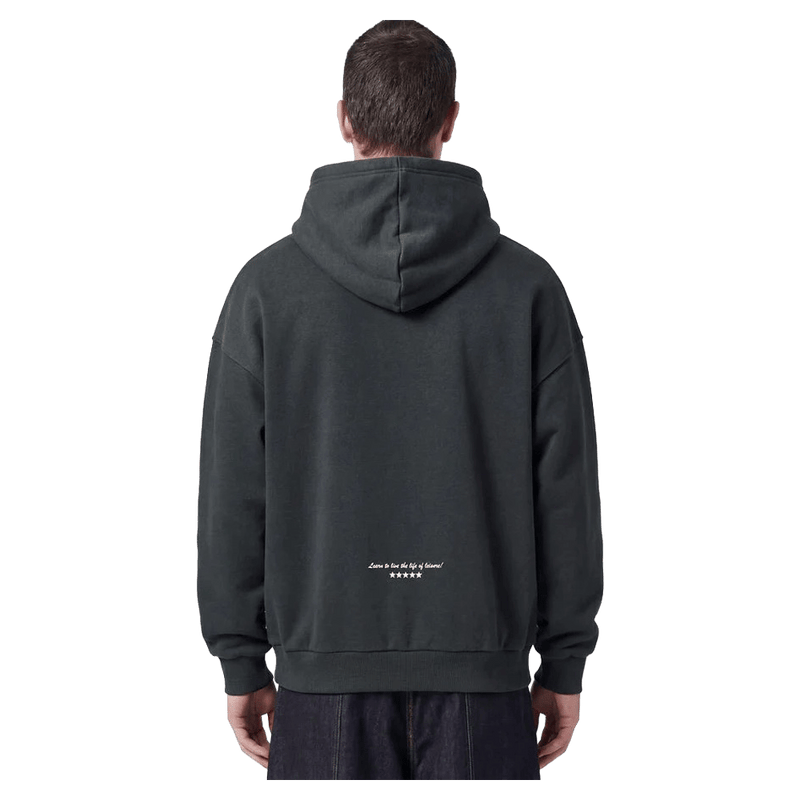 Back view of Barney Cools Eso Hood in colour Forest.