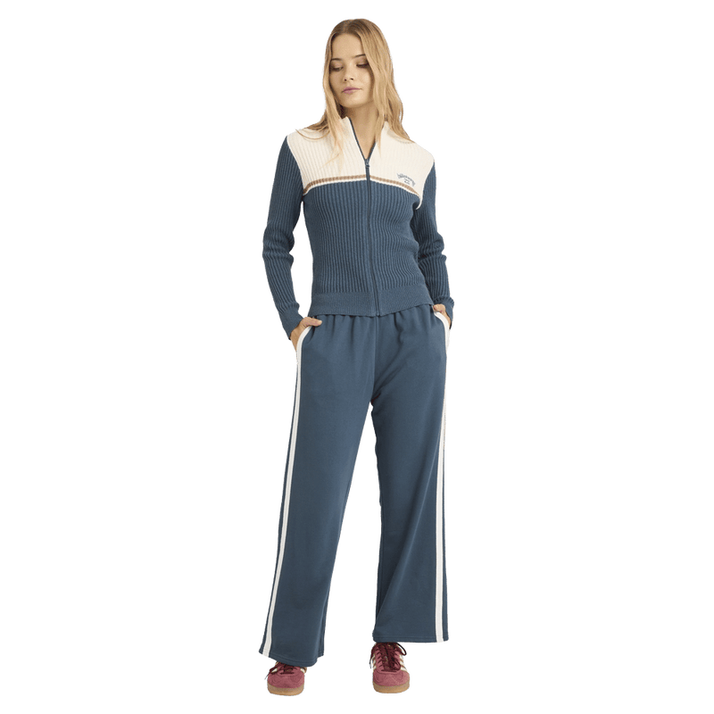 Front view of women wearing the Billabong Real Since 73 Trackpants - Womens  in Stormy