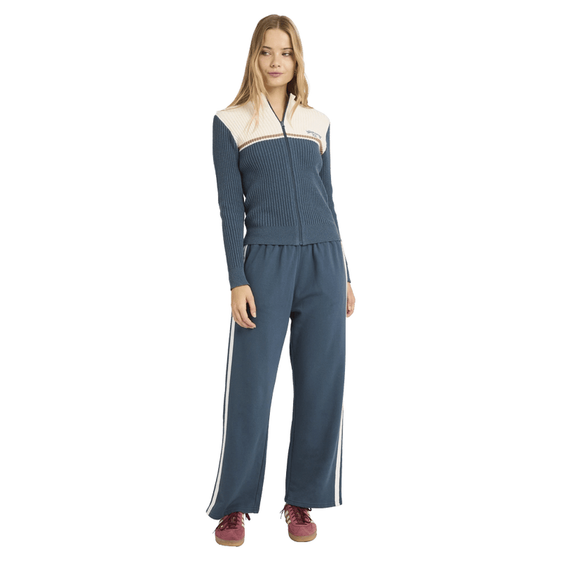Front view of women wearing the Billabong Real Since 73 Trackpants - Womens  in Stormy