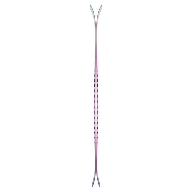 Side view of the Black Crows Atris Birdie Ski in Turquose colourway, women's model