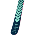 Tail view of the Black Crows Atris Birdie Ski in Turquose colourway, women's model
