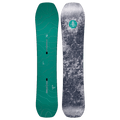 Burton Family Tree Hometown Hero Snowboard with teal topographic top sheet and grey speckled base.