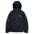 Women's black Burton AK Upshift Gore-Tex 2L snowboard jacket with hood, front zipper, and chest logo.