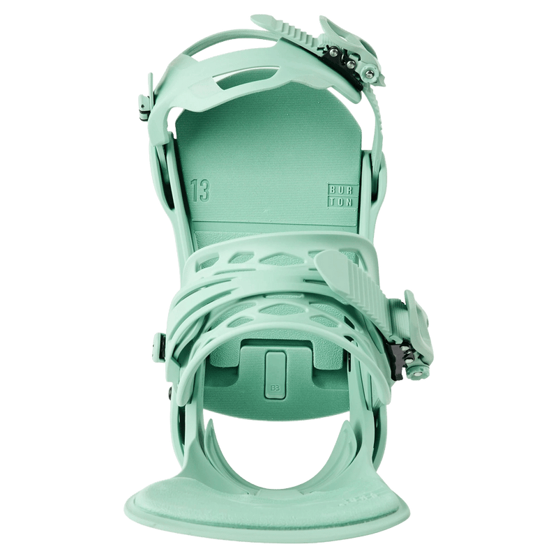 Mint Green Burton Cartel X Snowboard Bindings birdseye view