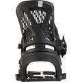 Rear view of matte black Burton Escapade EST women's snowboard binding with mesh highback and top logo.