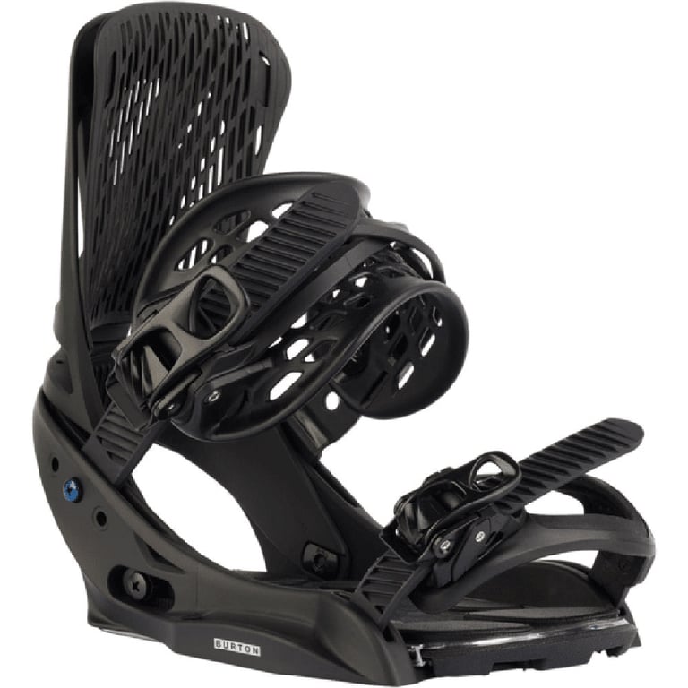 Matte black Burton Escapade EST women's snowboard binding with mesh highback and textured straps.
