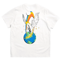 White Burton Hippocrene short-sleeve tee back view with a Pegasus, Earth, and rainbow graphic.