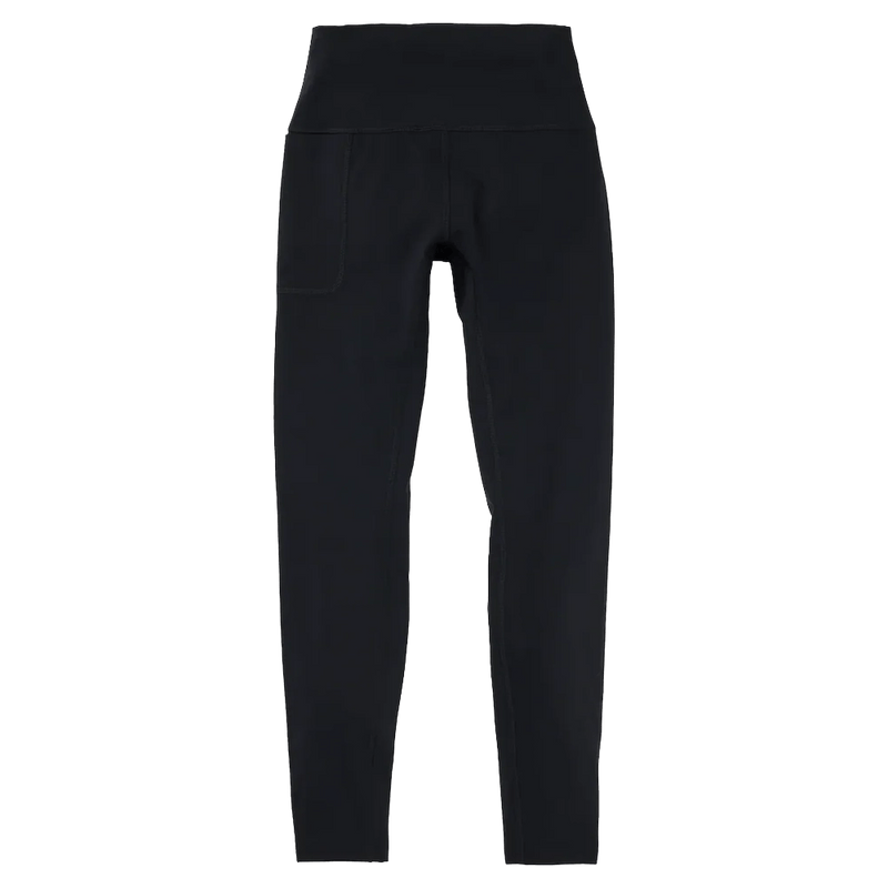 Burton black high-waisted women's active leggings with a side pocket, full-length front view.