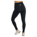 Rear view of black high-waisted Burton MP Active Leggings for women with a small white mountain logo on the waistband.