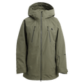 Women's olive green Burton Reserve 3-In-1 Snowboard Jacket with a hood, full-length zipper, and chest pockets.