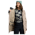 Beige Burton Reserve Insulated Snowboard Jacket for women showing the interior lining and powder skirt.