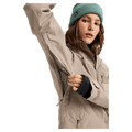 Beige Burton Reserve Insulated Snowboard Jacket for women featuring a mesh-lined underarm zip vent.