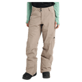 Women's tan Burton Reserve Insulated Snowboard Pants featuring front pockets and a mountain logo on the thigh.