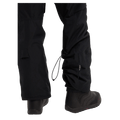 Black Burton Reserve insulated snowboard pants featuring an adjustable rear leg cinch cord and boot cuffs.
