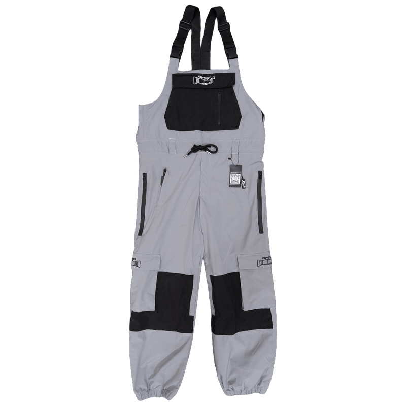 1 view of the CHECKthefeed VX Cargo Bib Snowboard Pants - GreyBlack CTF-VXCBIB Pants,  26/27 Unisex's model