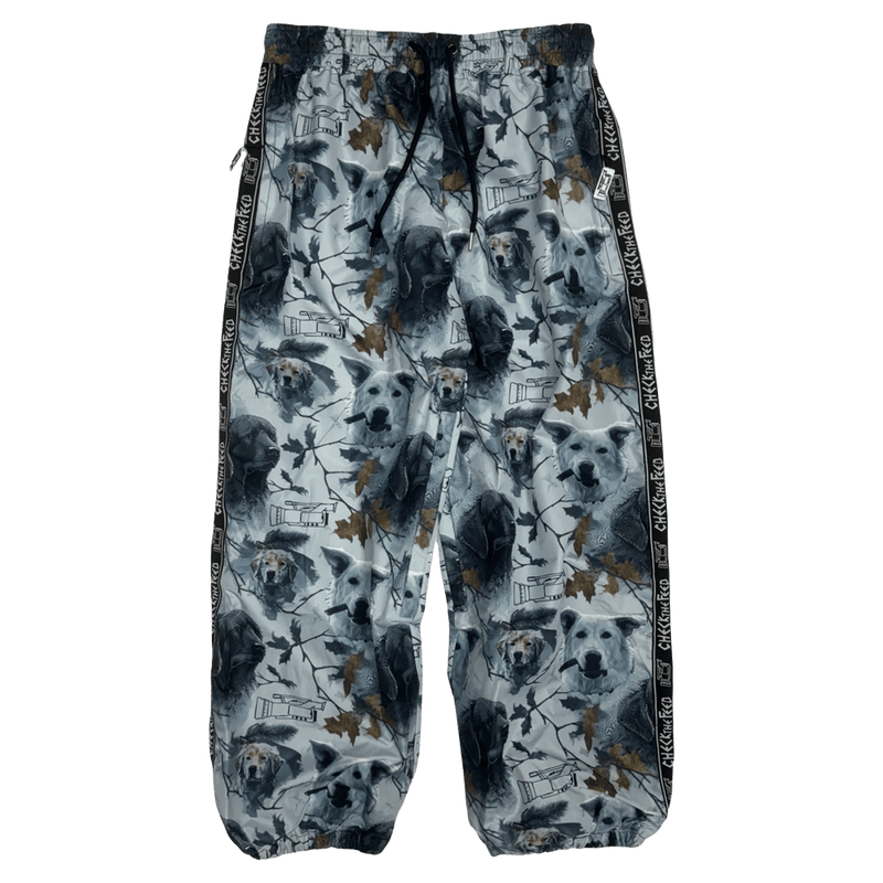 Main view of the CHECKthefeed VX Classic Snowboard Pants - Dog Snow Camo Print CTF-VXCLASSICPANTSDOG Pants,  26/27 Unisex's model
