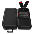 Open view of the Dakine Split Roller Bag 85L in Black colourway, unisex's model