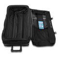 Open view of the Dakine Split Roller Bag 85L in Black colourway, unisex's model