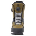 Front view of olive green and black DC Control BOA snowboard boot with dual BOA dials and a grey grid patterned tongue.