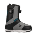 DC Control BOA snowboard boots in black and grey with dual BOA dials and a speckled white sole, side profile.