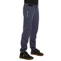 Dharco Gravity Kids mountain bike pants in charcoal grey with a zippered pocket and tapered leg, side view.