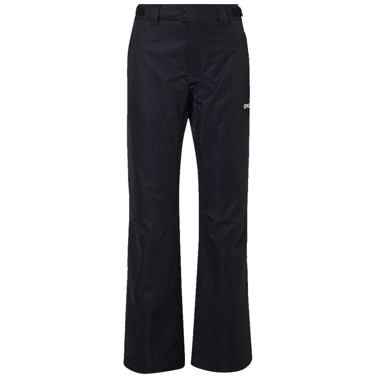 Detail view of the Oakley Jasmine Insulated Ski Pants in blackout colourway, women's model