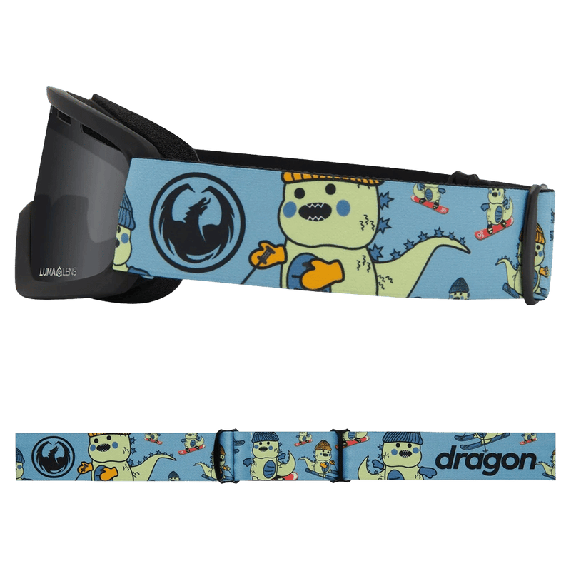 Side view of the Dragon LilD Goggles in LIL KAIJU and DARK SMOKE colourway, kids's model