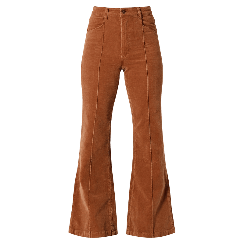 Front view of the Eastcoast Flare Deco Jeans in colour Teddy
